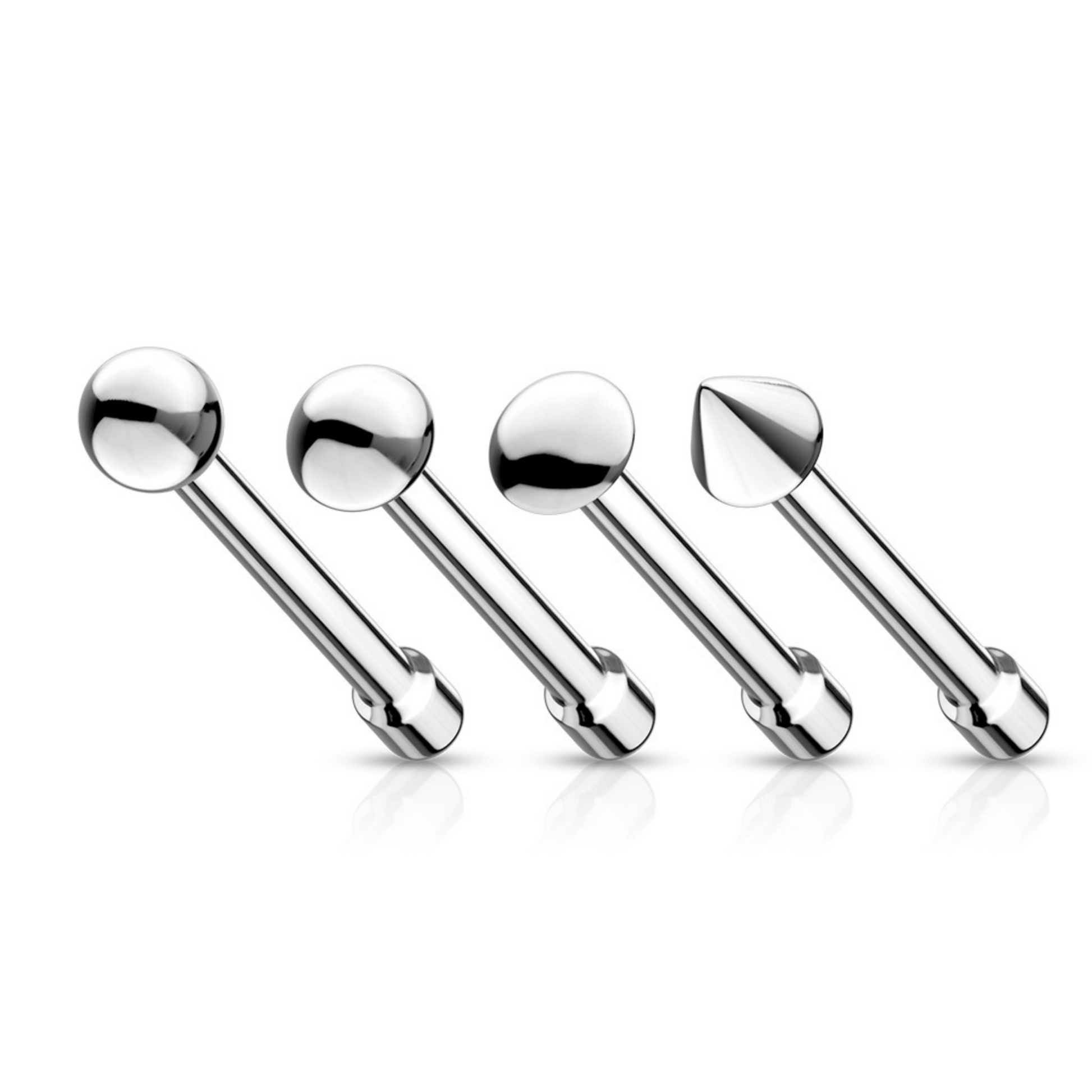 Nose Bone Stud Ball, Flat Ball, Dome or Spike Top Range