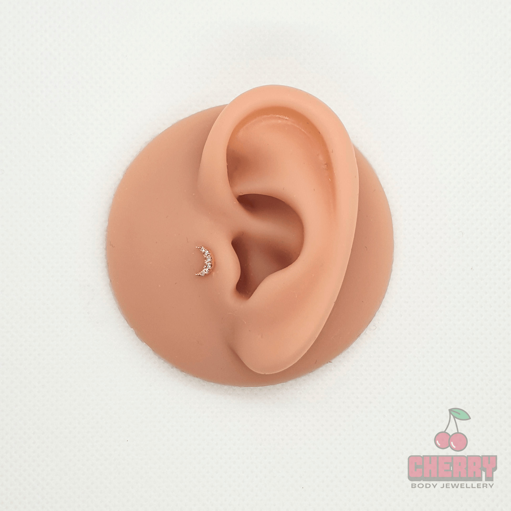 Silver Paved Crescent Moon Flat Back Stud 16g – Cherry Body Jewellery