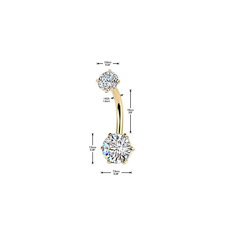 Paved Gem Silver Clicker Belly Button Bar Dimensions