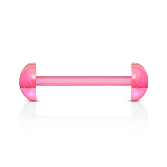 Pink Half Ball Bioflex Retainer Tongue bar 14g