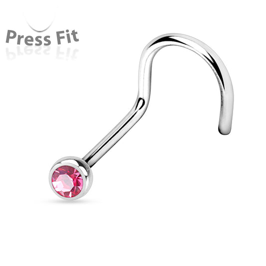 Pink Press Fit Gem Steel Nose Screw