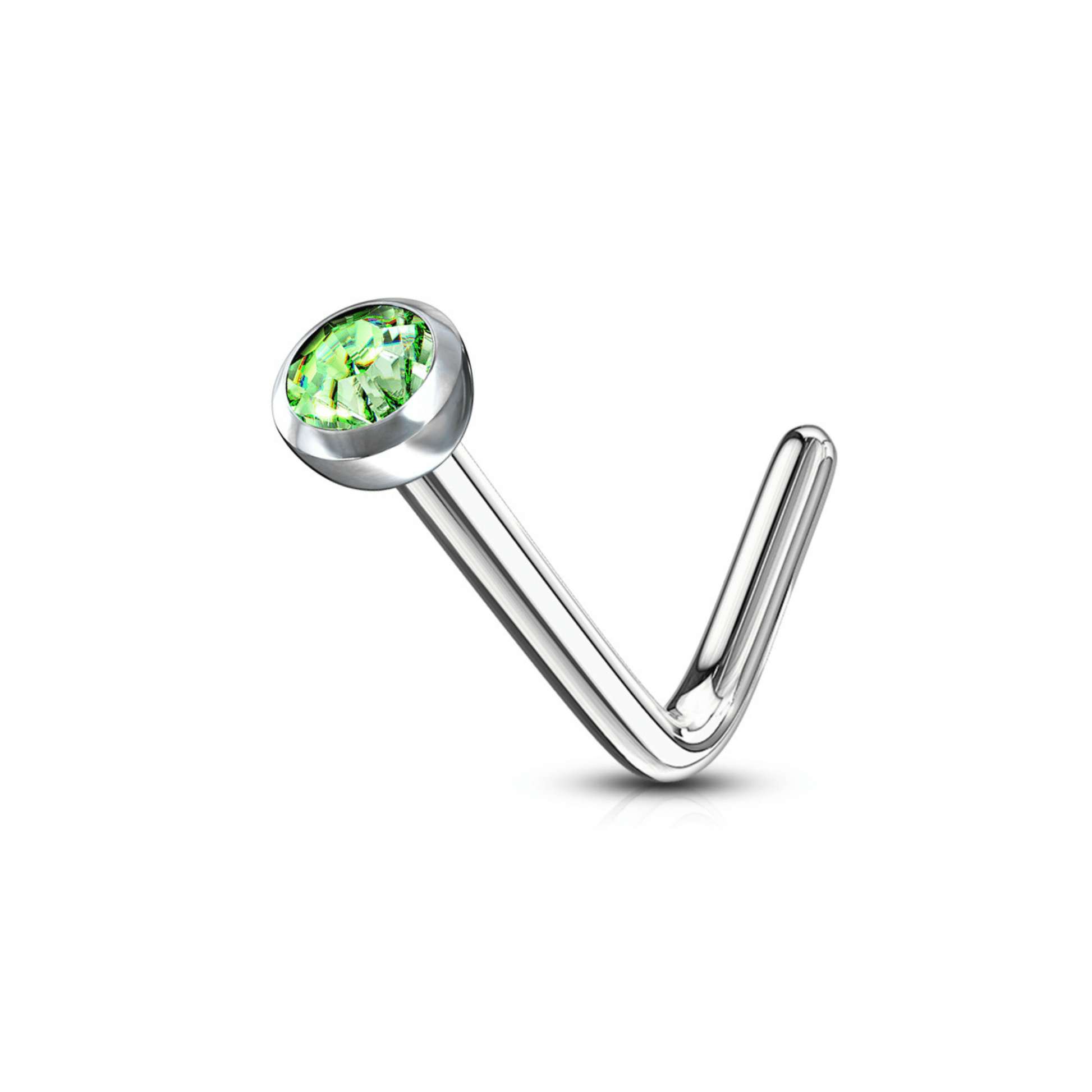 Press fit Gem Nose 'L' bend Stud Green