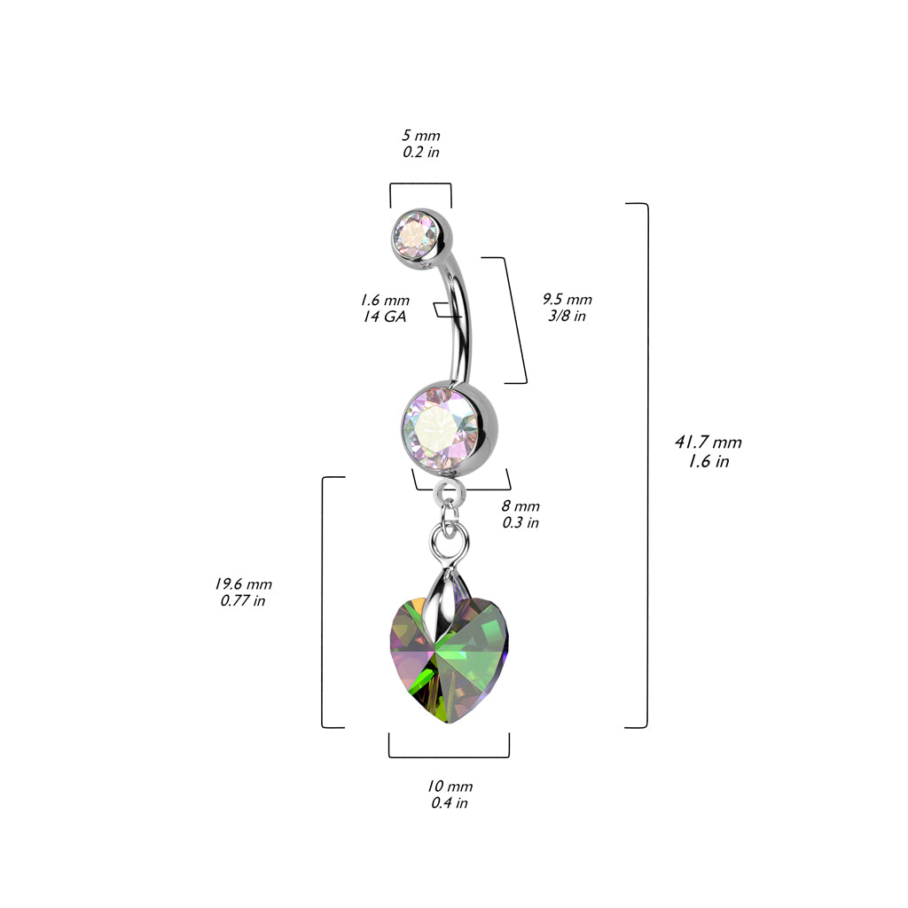 Prism Heart Dangle Belly Button Ring