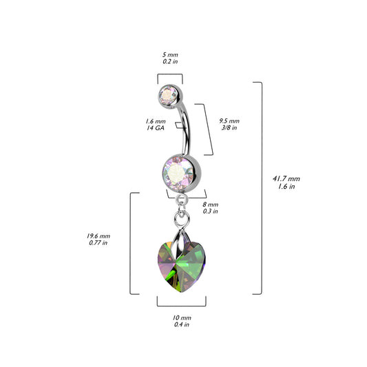 Prism Heart Dangle Belly Button Ring