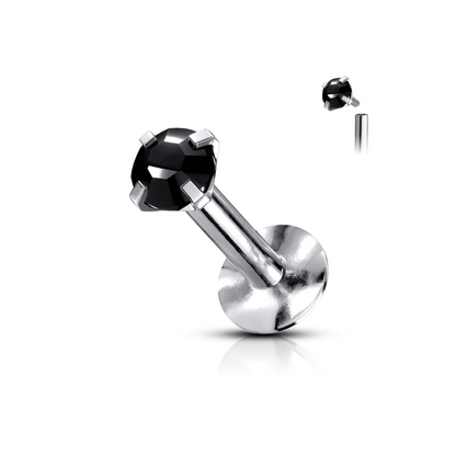 Prong Set Gem Internally threaded Flat Back Stud Black