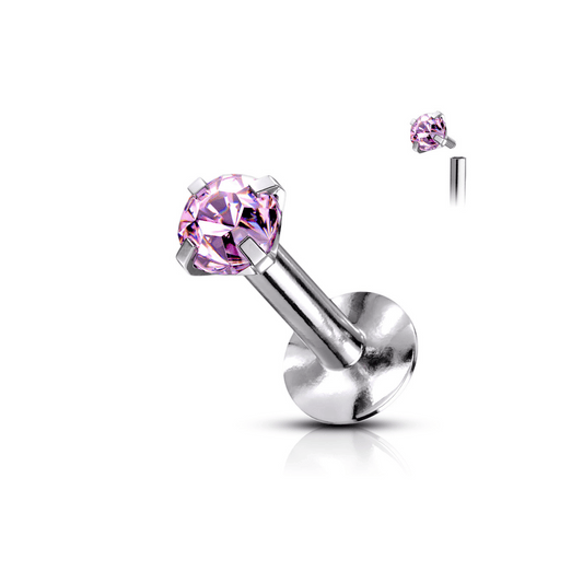 Prong Set Gem Internally threaded Flat Back Stud Pink