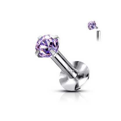Prong Set Gem Internally threaded Flat Back Stud Tanzanite