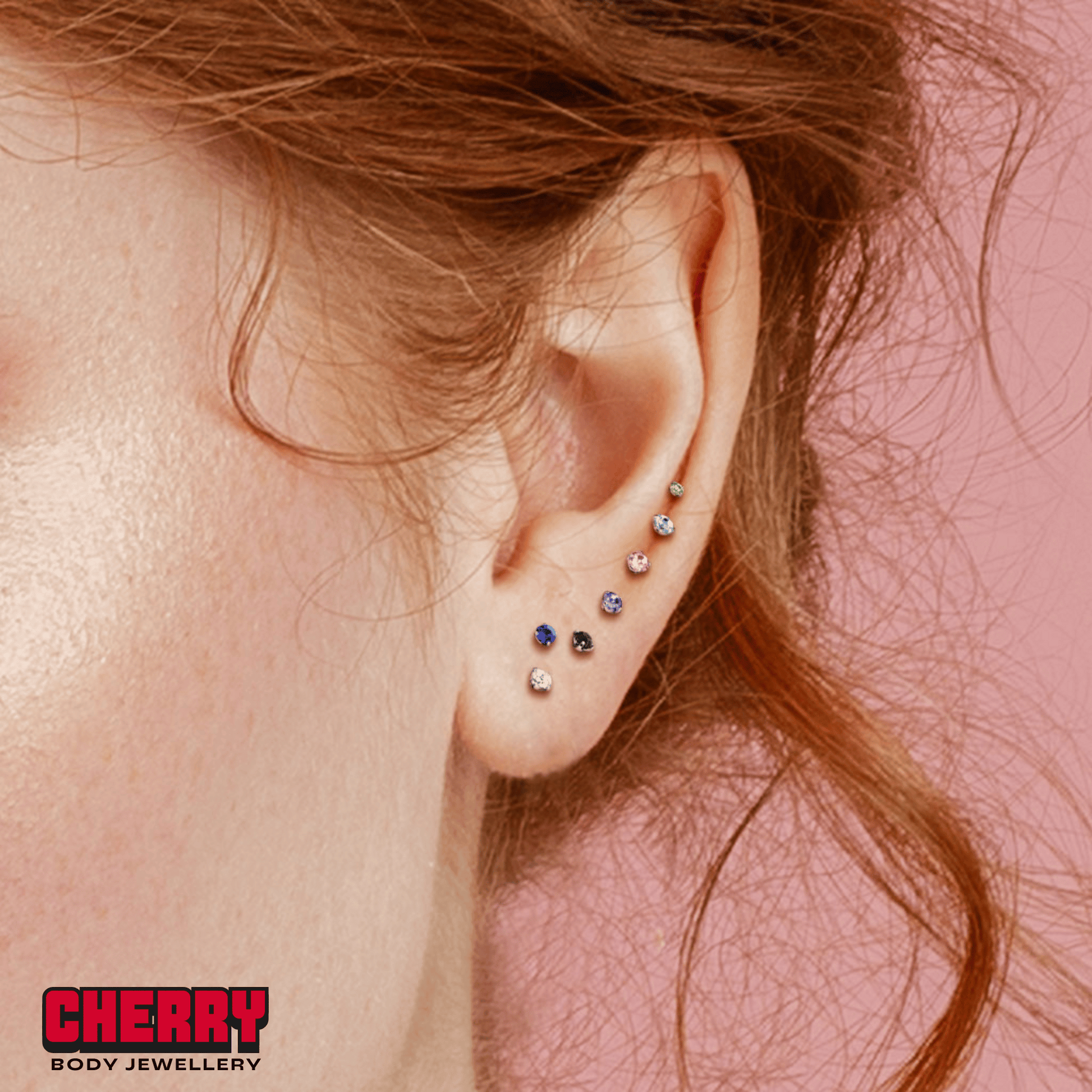 Clear Prong Set Gem Internally Threaded Flat Back Stud 18g 8mm length 2mm gem