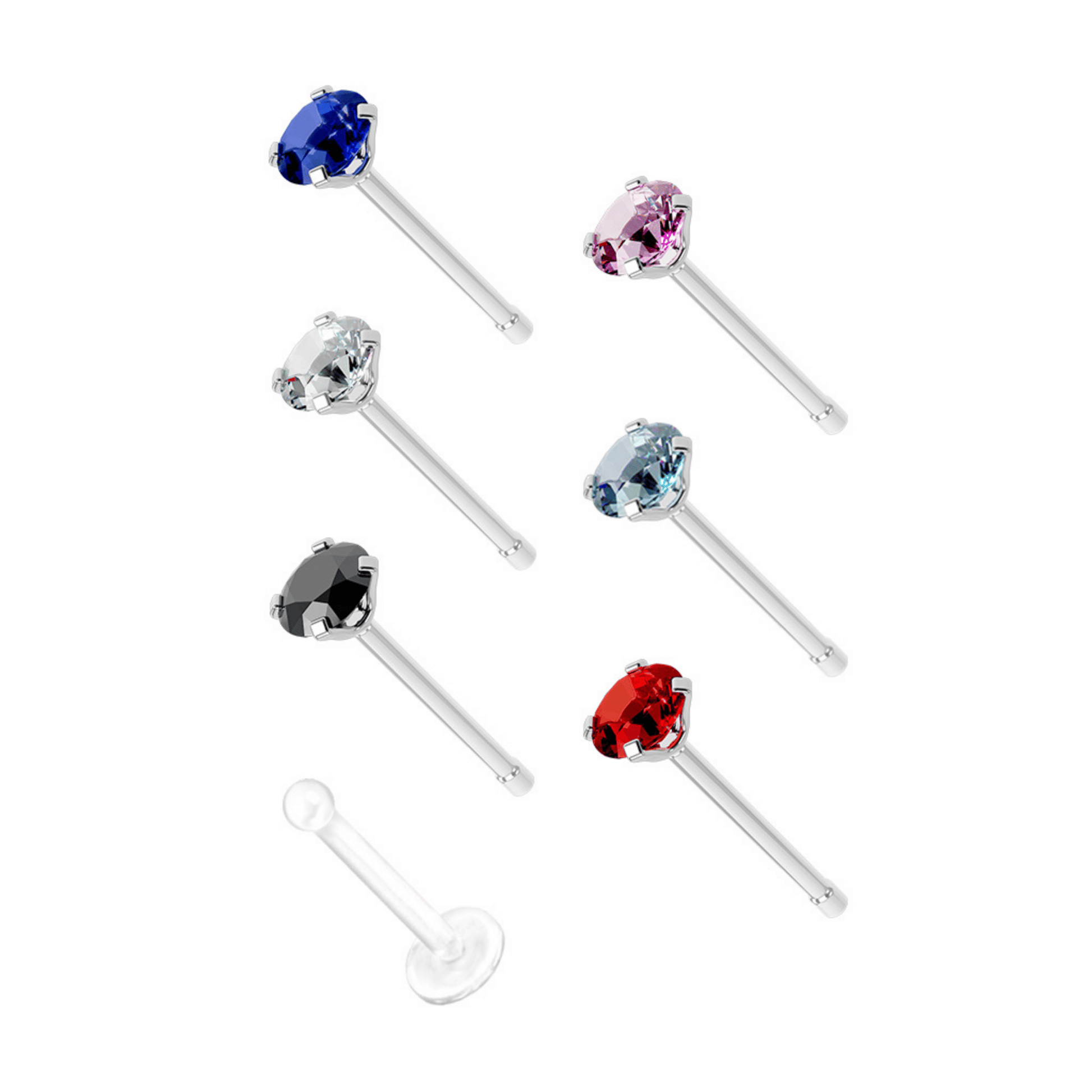 Prong set gem nose stud selection 