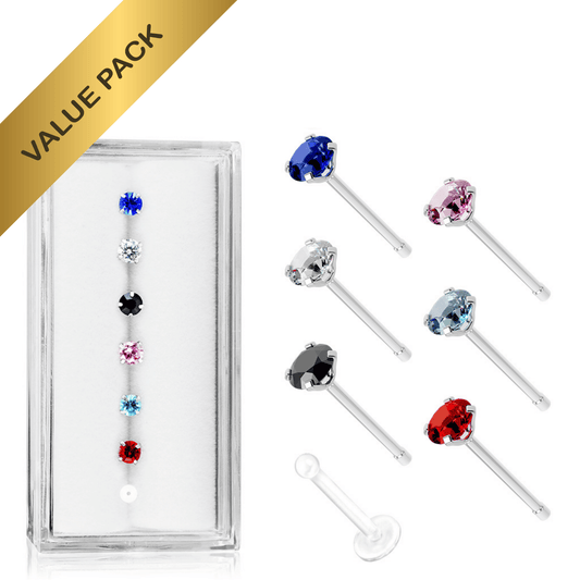Prong set gem nose stud selection in case