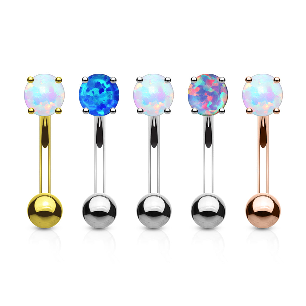 Prong set opal stone eyebrow bar range