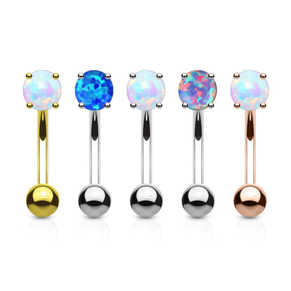 Prong set opal stone eyebrow bar range