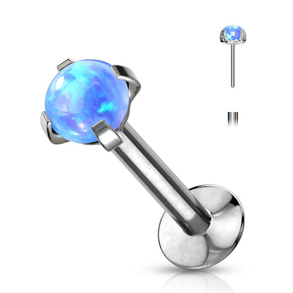 Prong set opalite gem threadless flat back stud blue