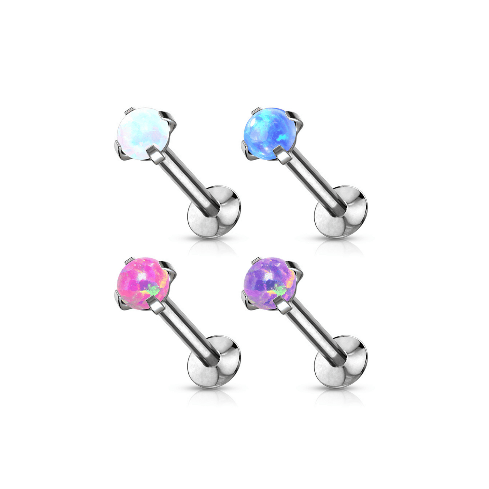 Prong set opalite gem threadless flat back stud range