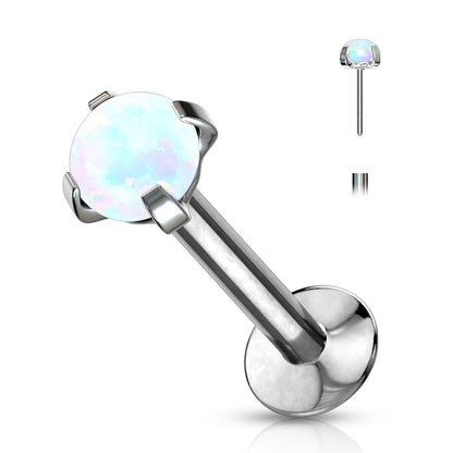 Prong set opalite gem threadless flat back stud white