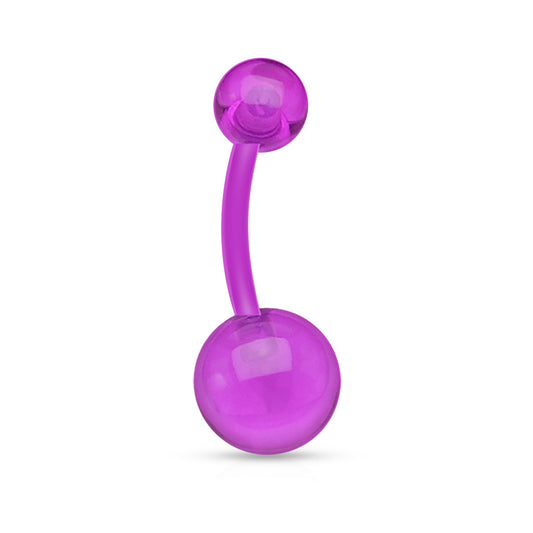 Purple BioFlex Flexible Belly Button Bar 14g