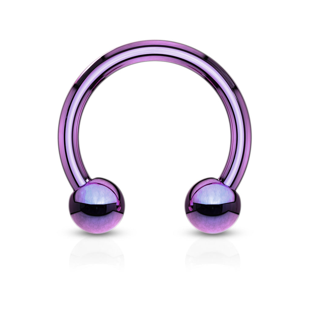 Purple Curved Ball Steel Horseshoe Barbell 18g-10g