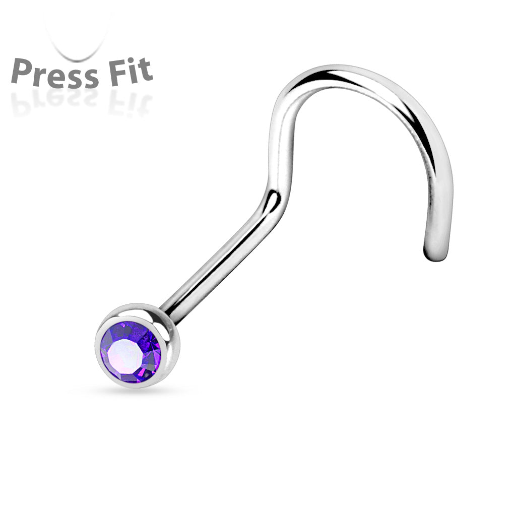 Purple Press Fit Gem Steel Nose Screw