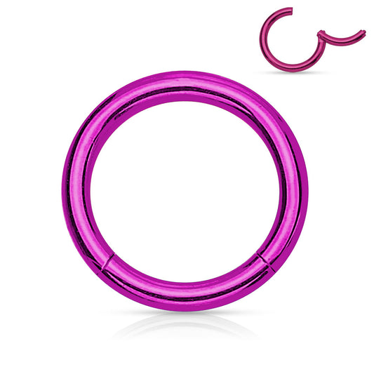 Purple Steel Hinged Clicker Ring