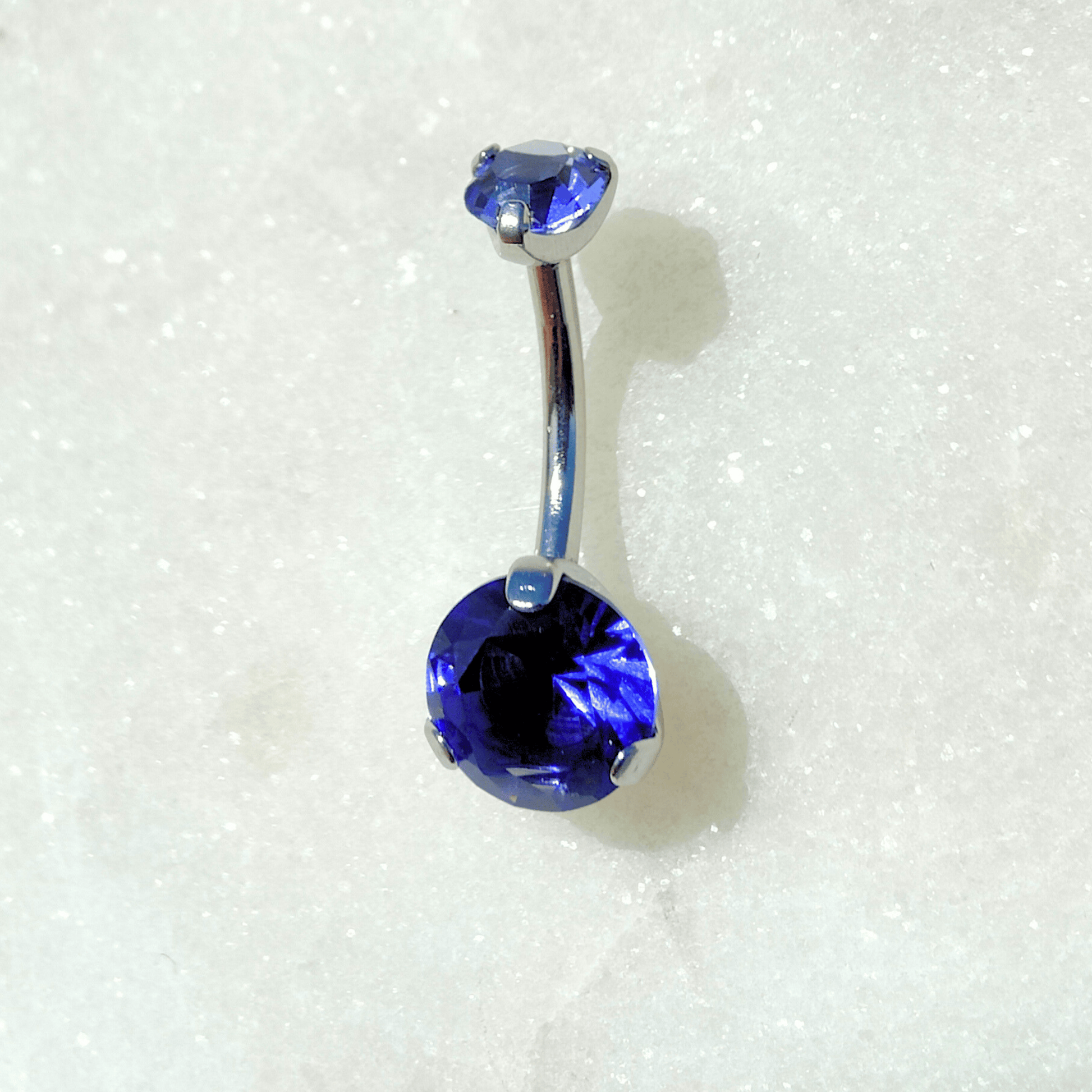 Purple Steel Round Gem Internally Threaded Belly Button Bar