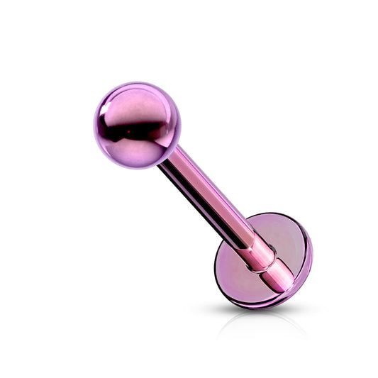 Purple Titanium IP Flat Back Stud Bar with Ball