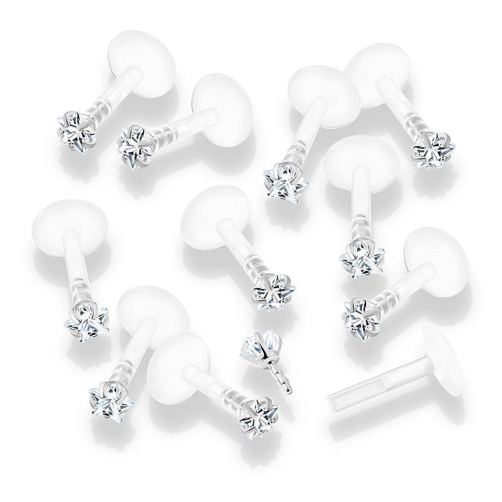 Push in Star top Clear BioFlex Flat Back Stud Multi