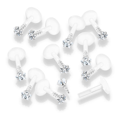 Push in Star top Clear BioFlex Flat Back Stud Multi