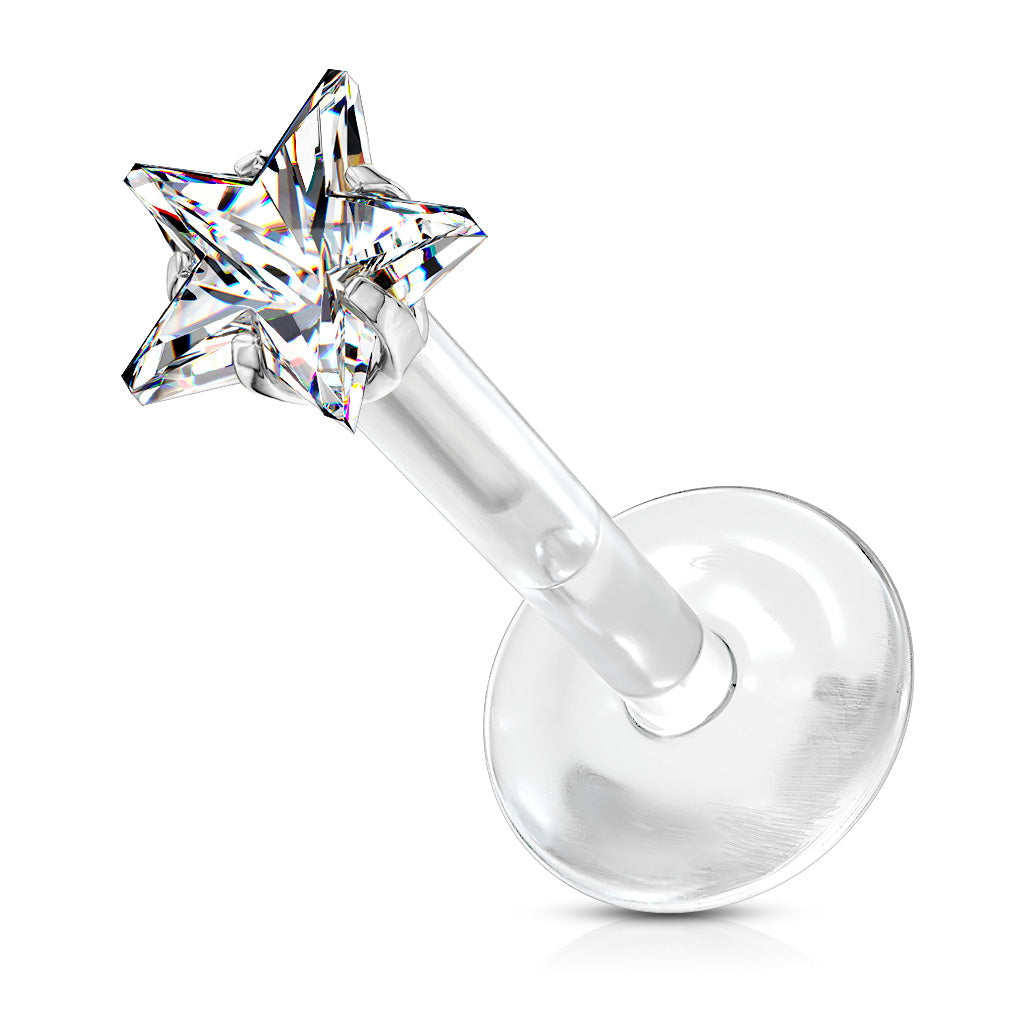 Push in Star top Clear BioFlex Flat Back Stud Single