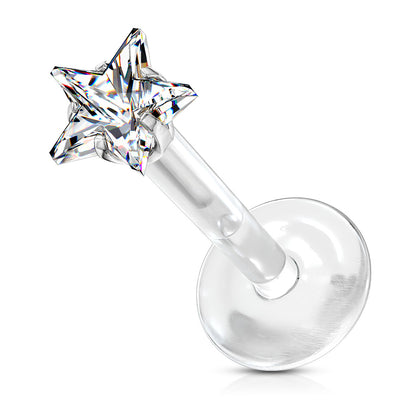 Push in Star top Clear BioFlex Flat Back Stud Single