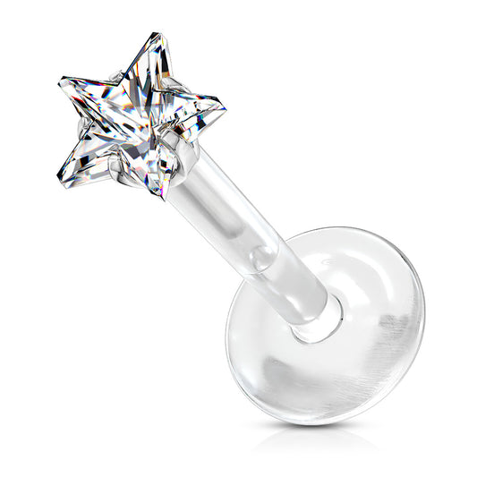 Push in Star top Clear BioFlex Flat Back Stud Single