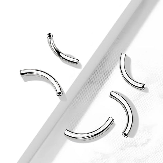 Titanium Silver Threadless Jewellery Curved Bar