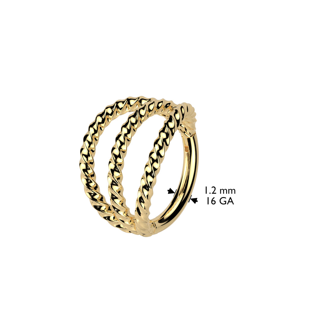 Silver Triple Braided Hinged Clicker Ring 16g