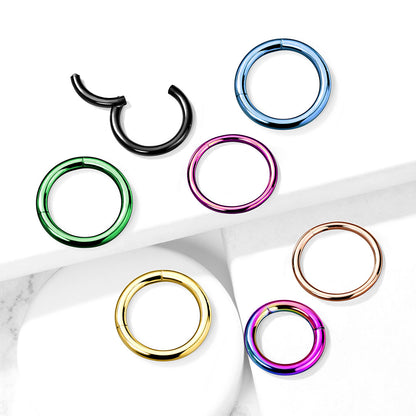 Black Steel Hinged Clicker Ring