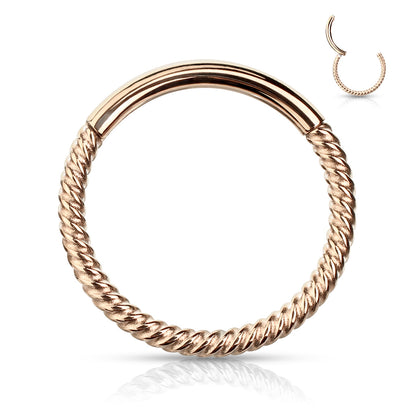 Rose Gold Braided Hinged Clicker Ring 18g-16g