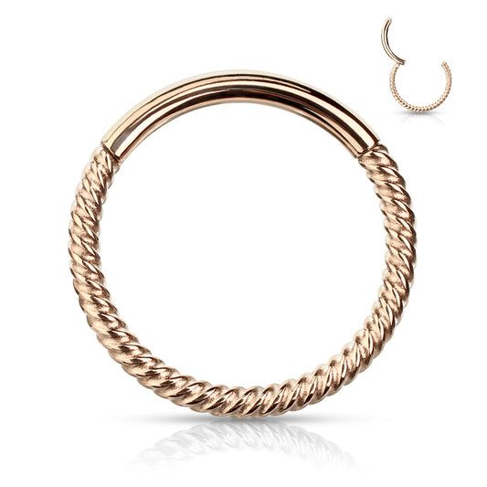 Rose Gold Braided Hinged Clicker Ring 18g-16g