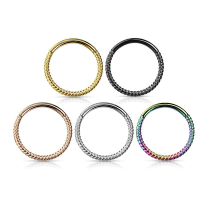 Gold Braided Hinged Clicker Ring 18g-16g