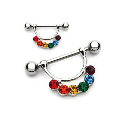 Rainbow Pride Gem Nipple Shield Bar
