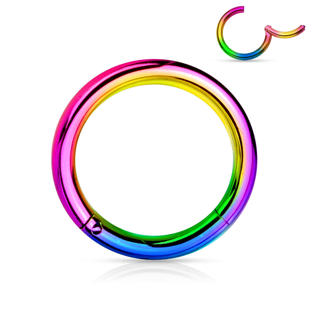 Rainbow Steel Hinged Clicker Ring