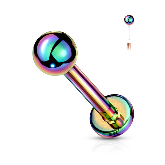 Rainbow Steel Threadless Ball Flat Back Stud 20g-16g