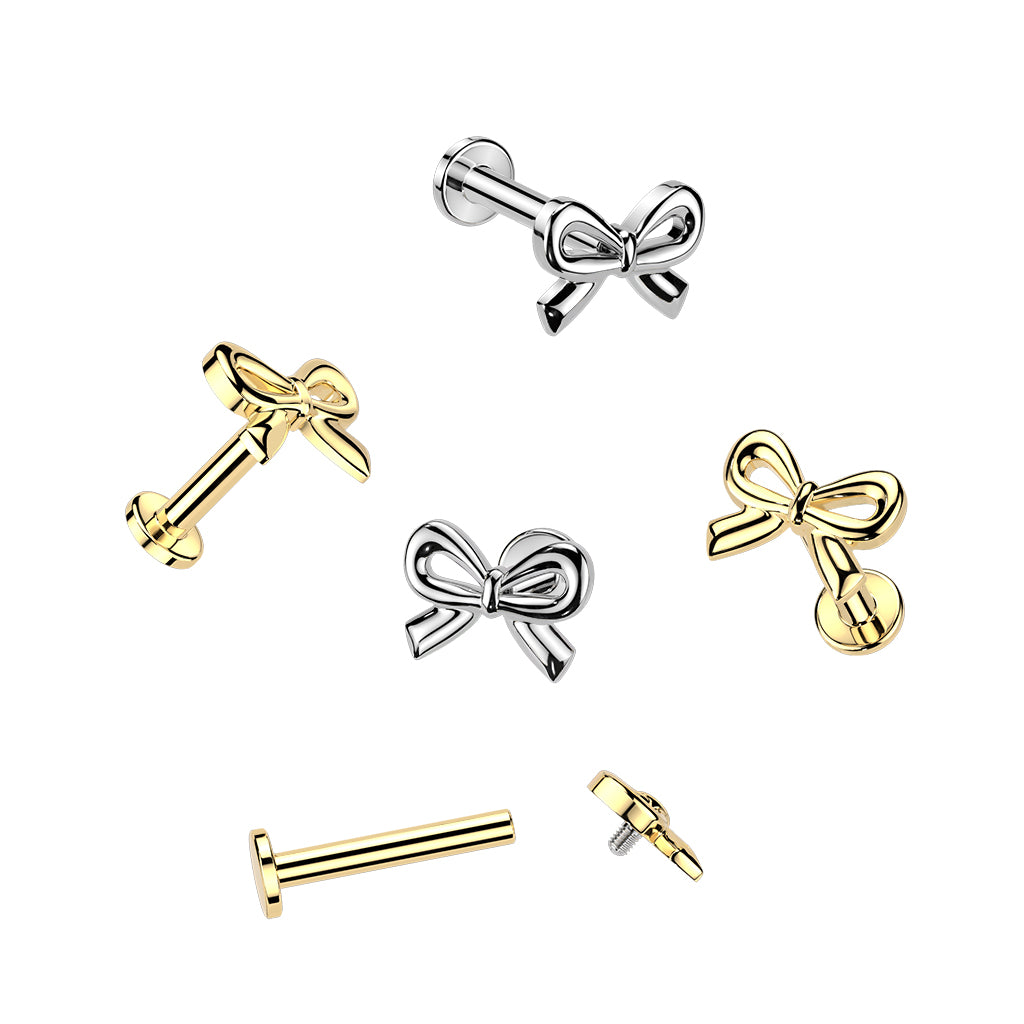 Ribbon Bow Flat Back Stud 16g