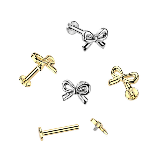 Ribbon Bow Flat Back Stud 16g
