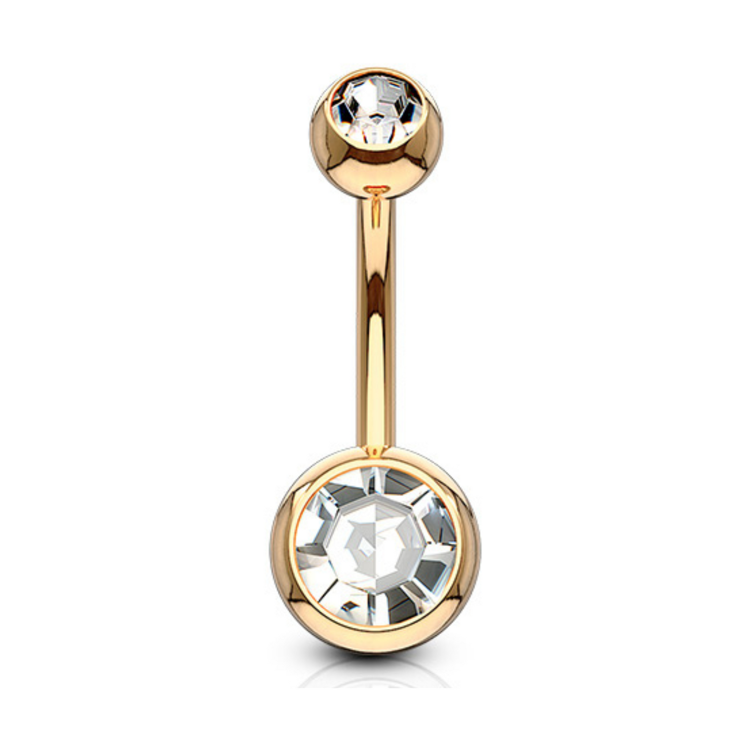 Rose Gold Double Gemmed Belly Button Navel Bar