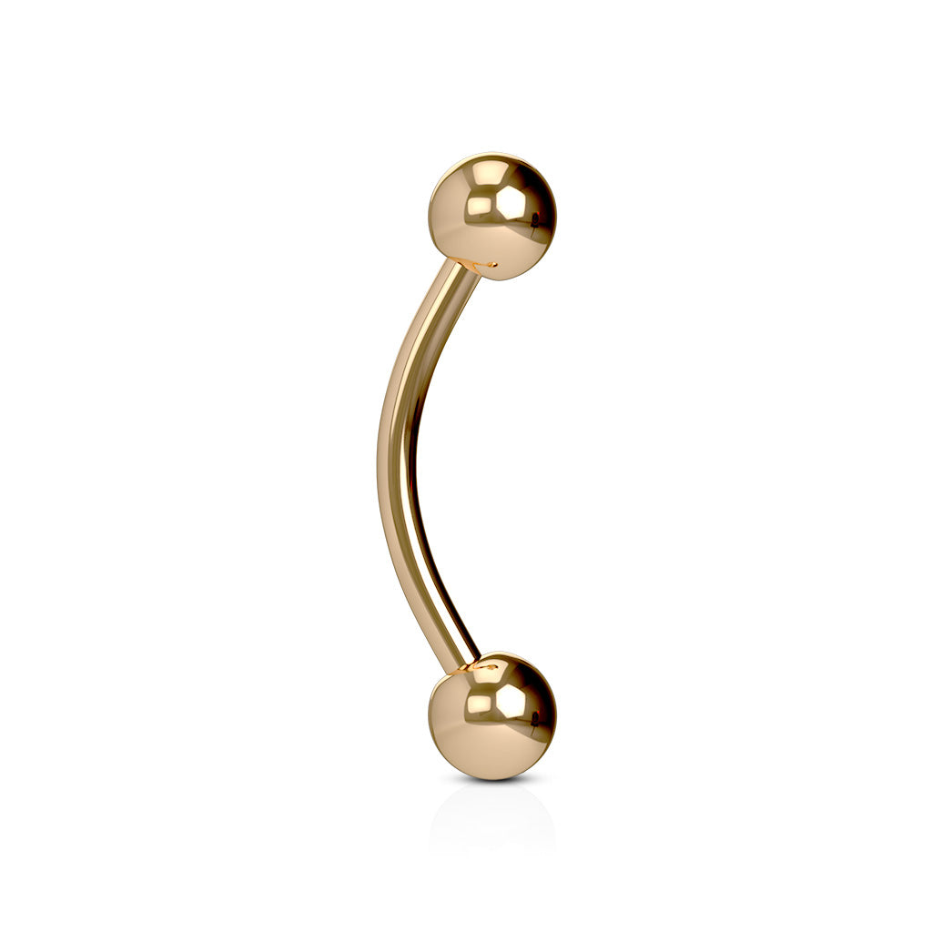 Rose Gold Titanium IP Ball Curved Barbell