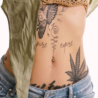 Rose Gold Titanium IP Gem Belly Button Bar