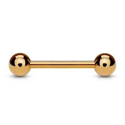 Rose Gold Titanium IP Straight Tongue Nipple Barbell Single