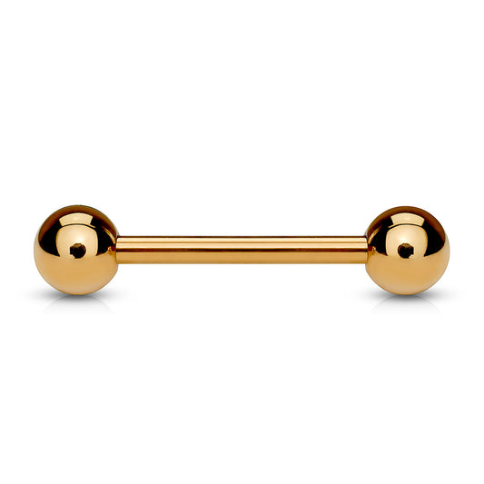 Rose Gold Titanium IP Straight Tongue Nipple Barbell Single