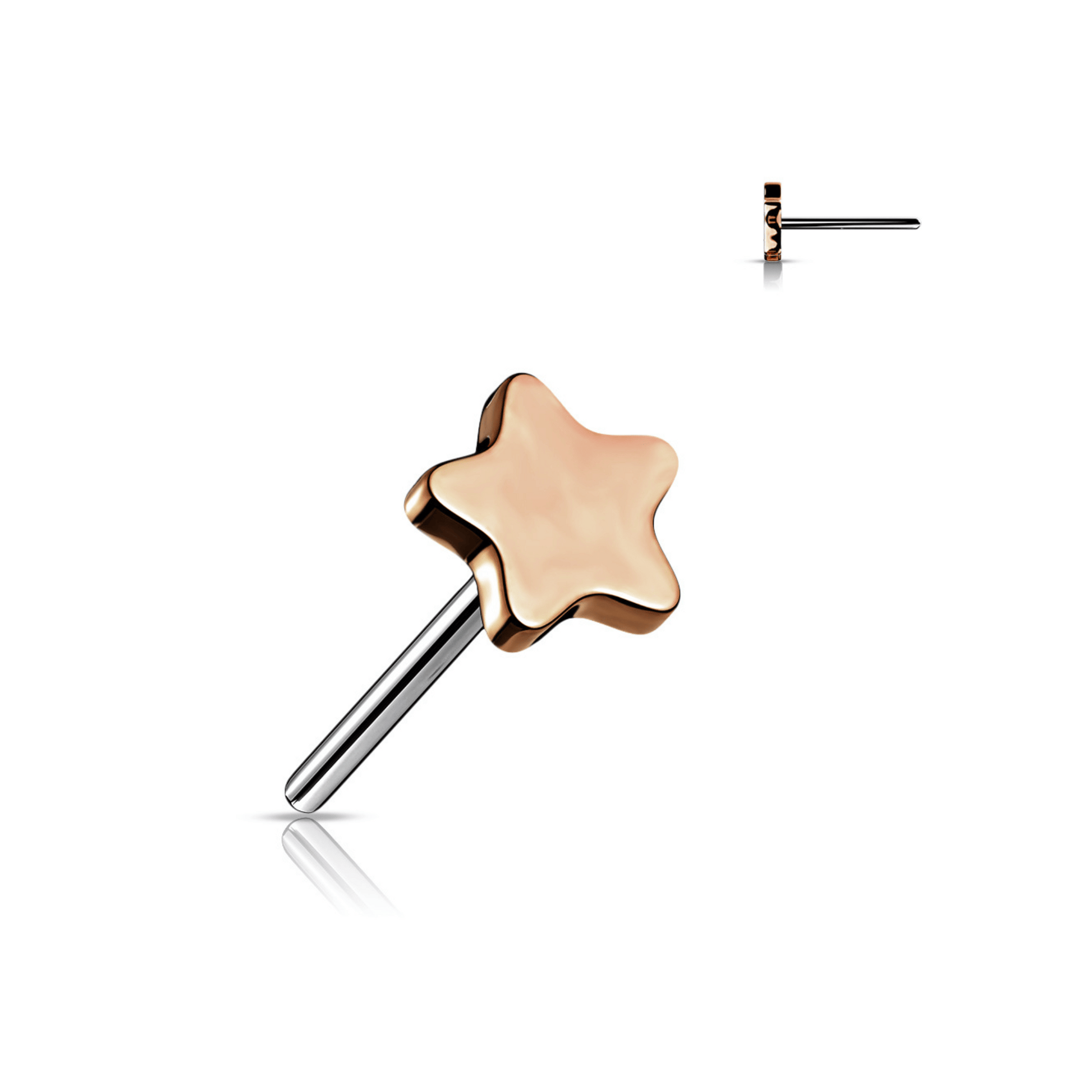 Rose Gold Titanium star threadless push in top 