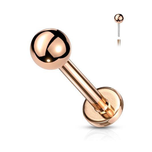 Rose Gold steel Threadless Ball Flat Back Stud 