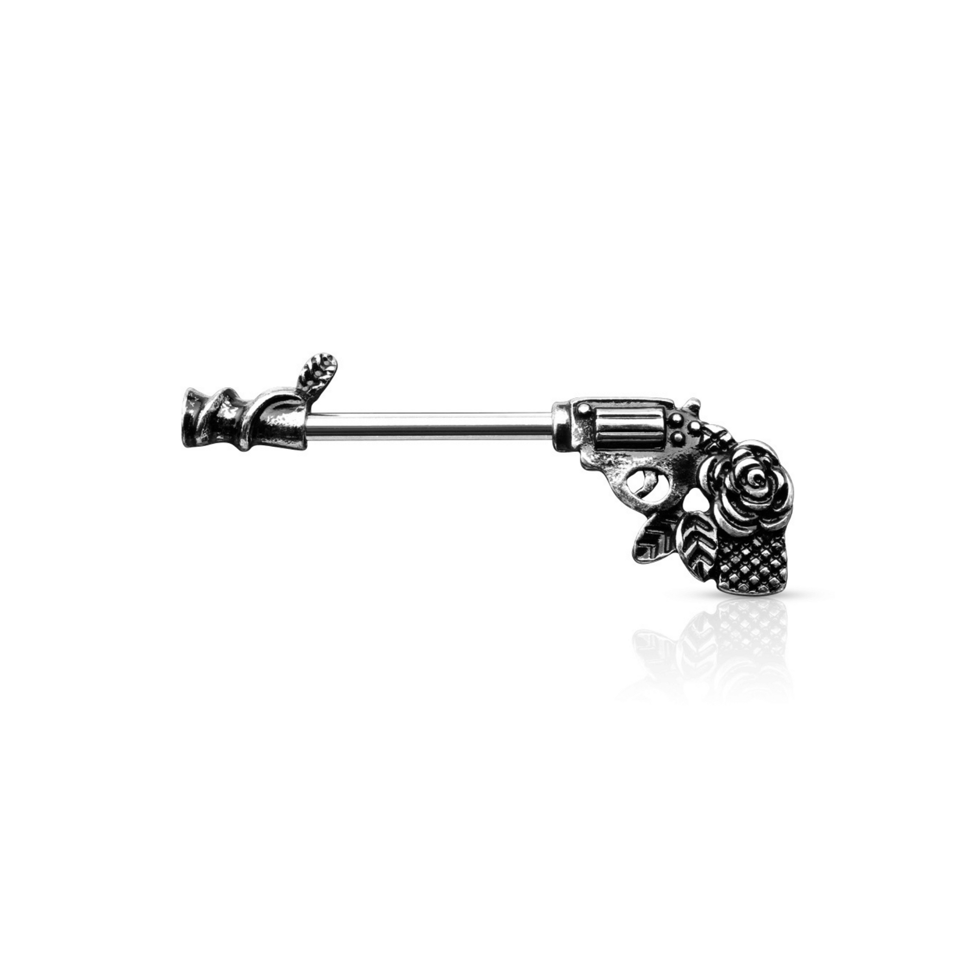 Rose Pistol Nipple Piercing Bar