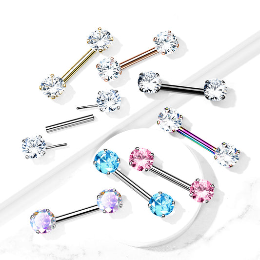 Round Gems Threadless Nipple Bar 